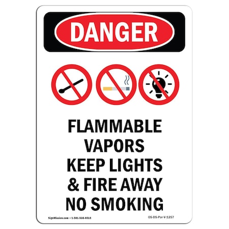 Signmission Safety Sign, OSHA Danger, 18" Height, Aluminum, Flammable Vapors Keep, Portrait OS-DS-A-1218-V-1257
